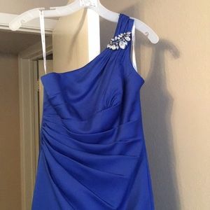 Cobalt Blue David’s Bridal floor length dress